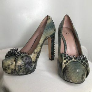faux snake skin heels with gunmetal spikes